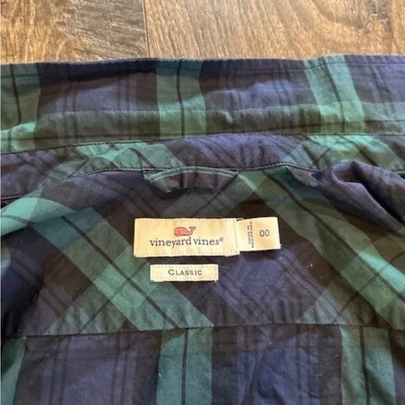 *EUC* Vineyard Vines Women's Blue Green Plaid Long Sleeve Shirt Size 00 - Picture 2 of 8